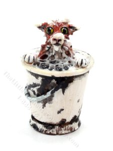 (image for) Dollhouse Scale Orange Cat in the Bath