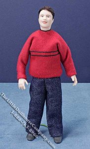 (image for) Miniature Brown Haired Man in Red Sweater by Cindy's Dolls