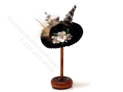 (image for) Ladies Black Feathered Hat by Judith Blondell for Dollhouses