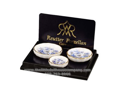 (image for) Miniature Blue Onion 3pc Casserole Dish Set for Dollhouses