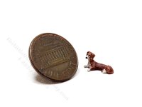 (image for) 1/144 Scale Brown/White Dachshund Polymer Figurine for Dollhouses