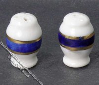 (image for) Miniature Blue w/Gold Trim Salt & Pepper Shakers for Dollhouses