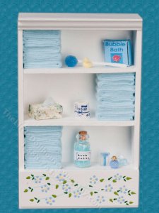 (image for) Miniature Bathroom Cabinet Unit with Light Blue Towels