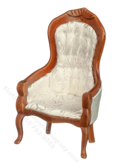 (image for) Miniature Gentleman's Chair for Dollhouses - White/Walnut