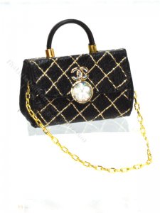 (image for) Miniature Chanel Quilted Black Purse w Gem by Judith Blondell