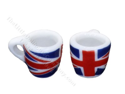 (image for) Miniature British Union Jack Pattern Tea Cup for Dollhouses