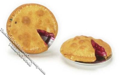 (image for) Miniature Sliced Cherry Pie on Metal Plate for Dollhouses
