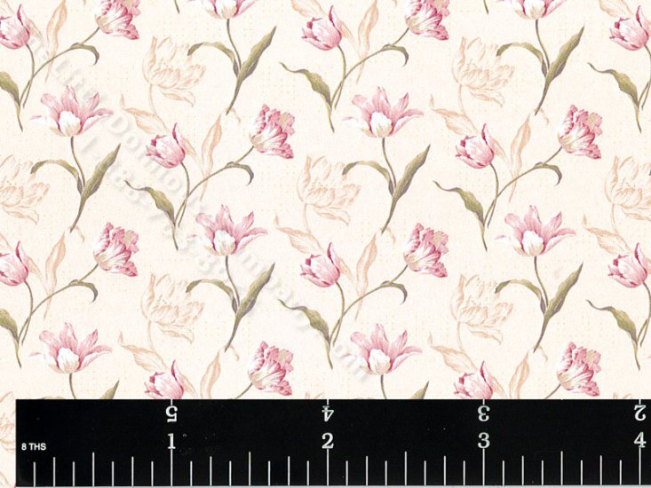 (image for) Miniature Pink Tulip Floral Wallpaper