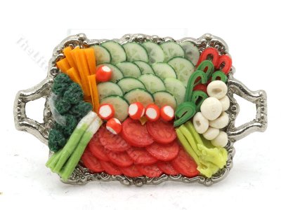 (image for) Miniature Fresh Vegetables on a Silver Tray by Sylvia Clarke