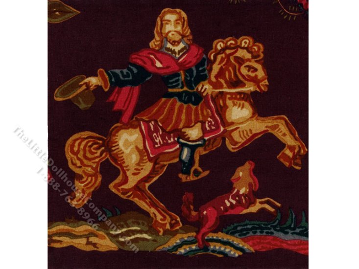 (image for) Miniature Medieval Horseman with Dog Tapestry for Dollhouses