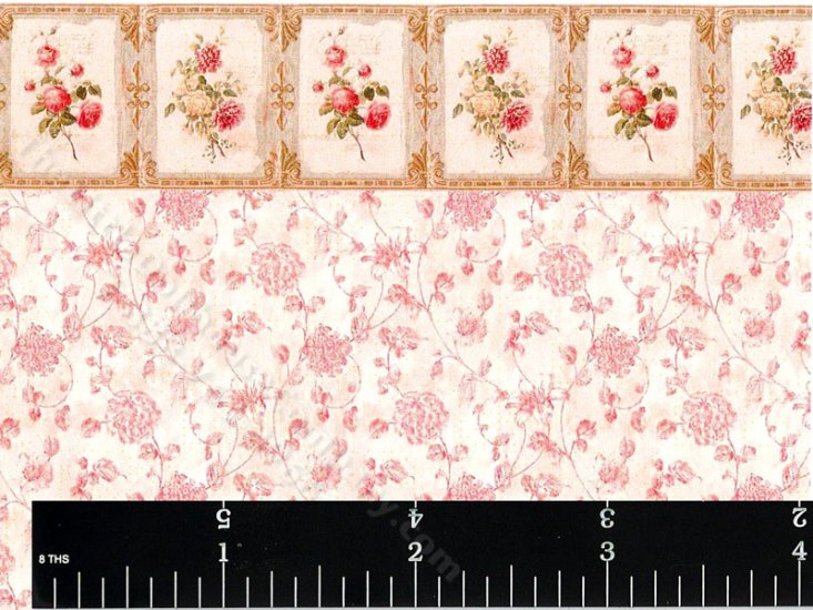 (image for) Love Notes Rose Pattern Miniature Wallpaper for Dollhouses