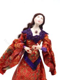 (image for) Miniature Handcrafted Vintage Medieval Woman in Red Brocade