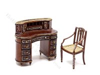 (image for) 1:24 Scale Miniature Walnut Desk and Chair