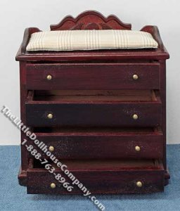 (image for) Miniature Mahogany Changing Dresser with Ecru Pad for Dollhouses