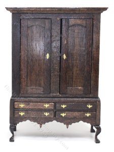(image for) Handmade Miniature Walnut Queen Anne Wardrobe for Dollhouses