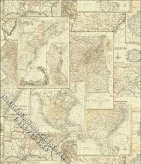 (image for) Dollhouse Scale Model Wallpaper Vintage Maps Pattern