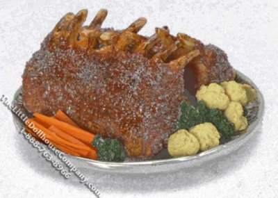 (image for) Miniature Prime Rib Dish and Vegetables Meal for Dollhouses