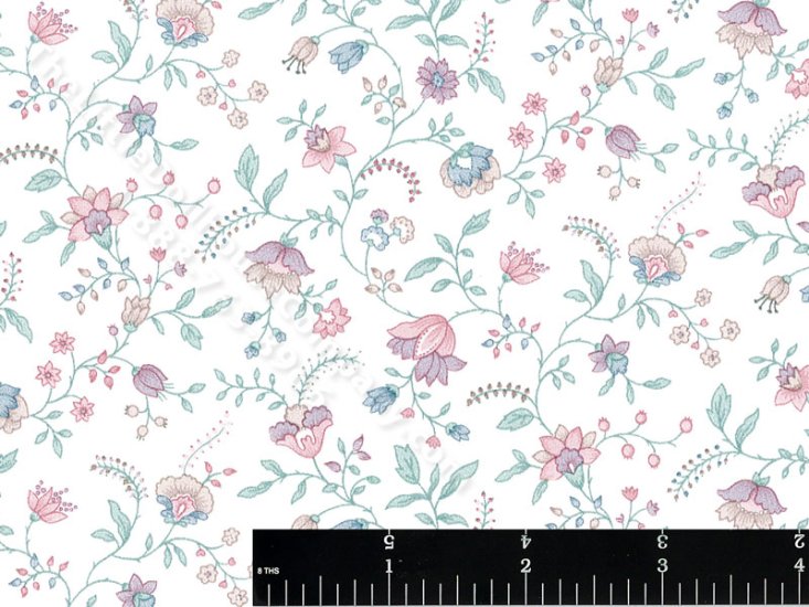 (image for) Pink Paisely Vine on White Miniature Wallpaper for Dollhouses