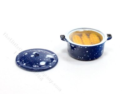 (image for) Miniature Spatterware Pot of Corn for Dollhouses