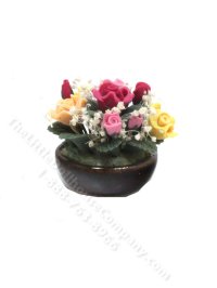 (image for) Miniature Ceramic Planter of Colourful Flowers for Dollhouses