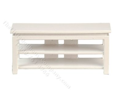 (image for) Miniature White Television Stand for Dollhouses