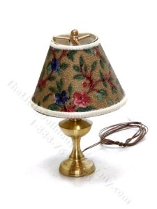 (image for) Miniature Brass Lamp with Floral Shade