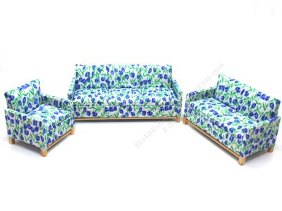 (image for) Miniature 3 Piece Blue Tulip Living Room Set