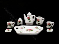 (image for) Miniature Porcelain Tea Set for Dollhouses