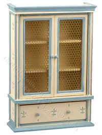 (image for) Mniature Cream and Blue Floral Hutch for Dollhouses