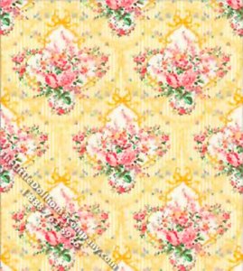 (image for) Yellow Julia Floral Pattern Miniature Wallpaper for Dollhouses