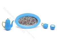 (image for) Miniature 4 Piece Coffee Set for Dollhouses - Sky Blue