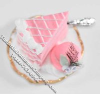 (image for) Dollhouse Scale Model Slice of Pink Hat Cake