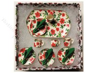 (image for) Miniature Boxed Poinsettia Dinnerware Set For Dollhouses