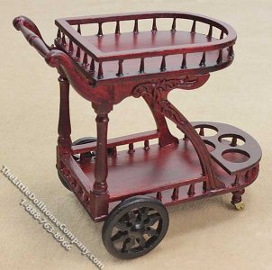 (image for) Miniature Mahogany Liquor/Wine/Tea Cart for Dollhouses