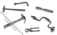 (image for) Dollhouse Scale Model 6 Piece Chrome Tool Set