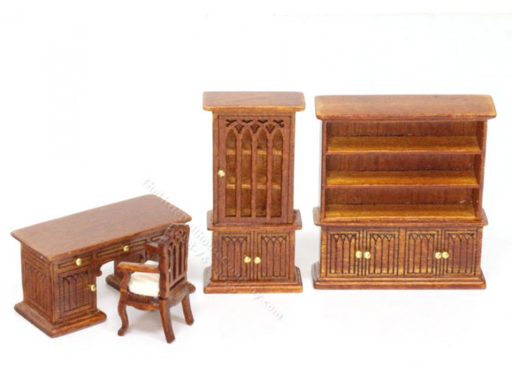 (image for) Quarter Scale 4-Piece Walnut Study Set