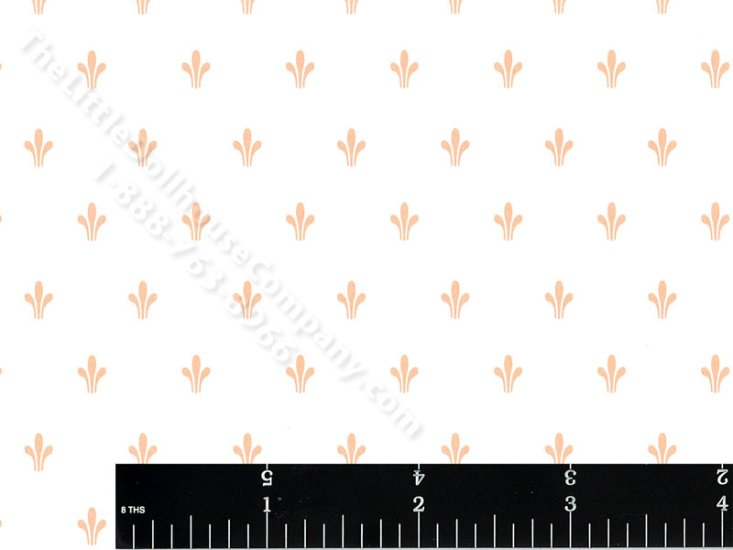 (image for) Peach Fleur de Lis Miniature Wallpaper for Dollhouses
