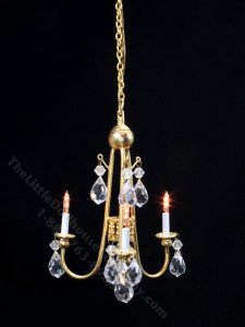 (image for) Miniature Gold and Crystal Chandelier for Dollhouses