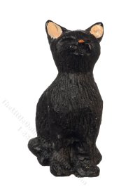 (image for) Miniature Black Sitting Cat For Dollhouses