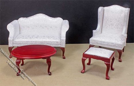 (image for) Miniature 4 Piece Queen Anne Style Living Rm Set for Dollhouses