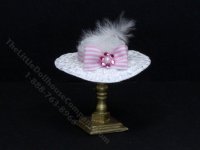(image for) Ladies White/Pink Straw Hat by Judith Blondell for Dollhouses