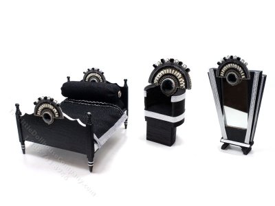 (image for) Dollhouse Miniature 1920s Art Deco 3pc Bedroom Set