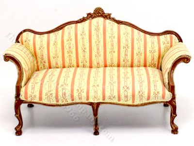 (image for) Miniature Walnut Sofa for Dollhouses