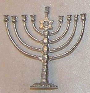 (image for) Miniature Silver Coloured Menorah For Dollhouses