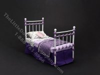 (image for) Miniature Wrought Iron Twin/Single Bed for Dollhouses - Purple