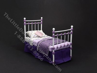 (image for) Miniature Wrought Iron Twin/Single Bed for Dollhouses - Purple