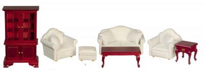 (image for) Miniature 7 Piece Mahogany Living Room Set for Dollhouses