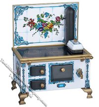 (image for) Miniature Flower Tile Cook Stove for Dollhouses
