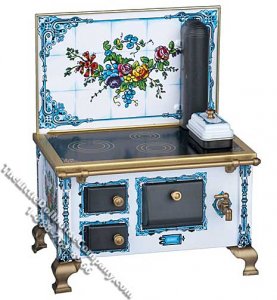 (image for) Miniature Flower Tile Cook Stove for Dollhouses