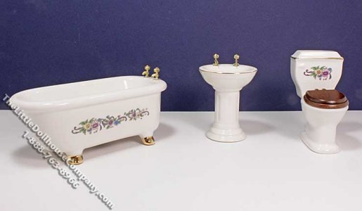 (image for) Miniature 3 Piece Bathroom Set for Dollhouses